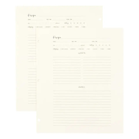 Large Recipe Page Set