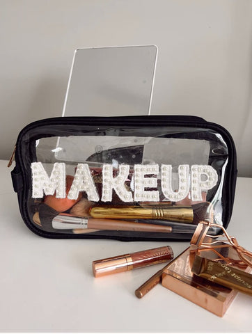 Kenz Kustomz Black Makeup Bag W/ Pearls