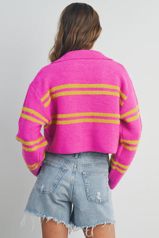 Striped Collar Sweater Top