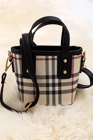 Plaid Printed Mini Tote