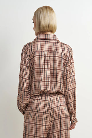Astrid | Meadow Boyfriend Shirt in Beige Plaid