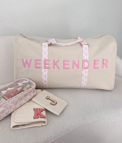 Kenz Kustomz Weekender Oversized Canvas Duffel - Pink Toile