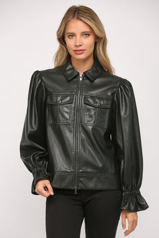 Fate | Faux Leather Puff Jacket