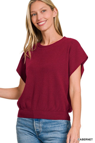 Round Neck Short Dolman Sweater