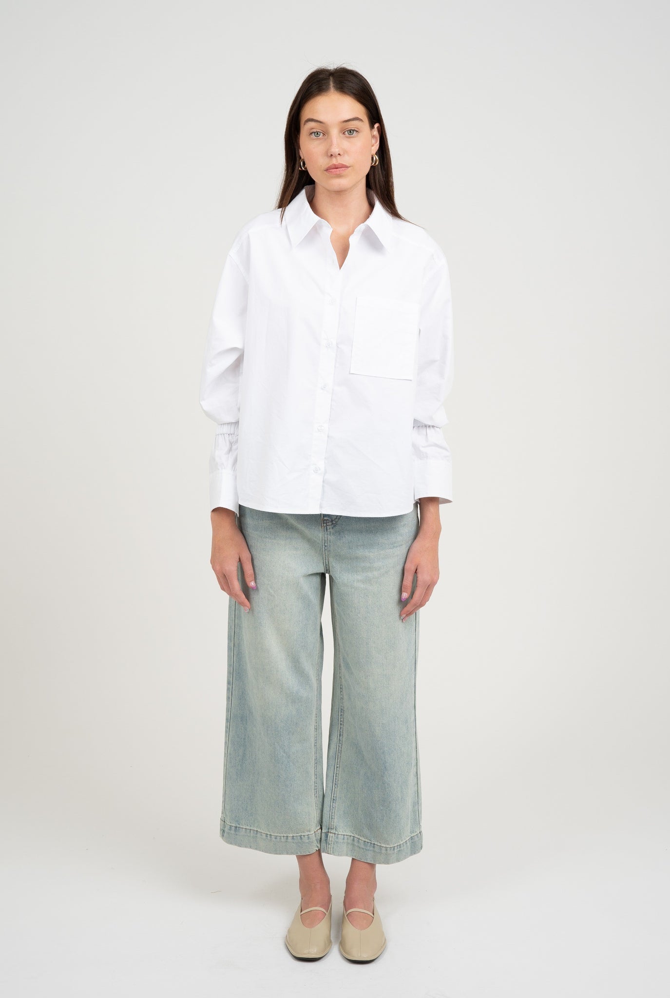 Elle Grey | High & Low Shirt W/ Elastic Sleeve