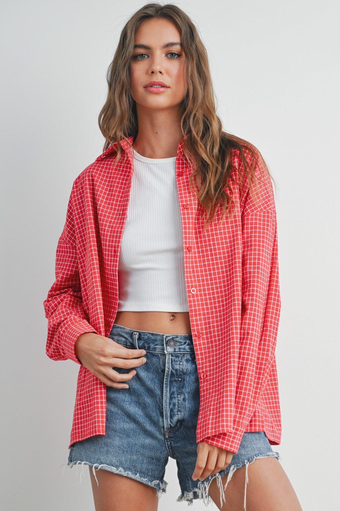 Oversized Checkered Button Up Shirt