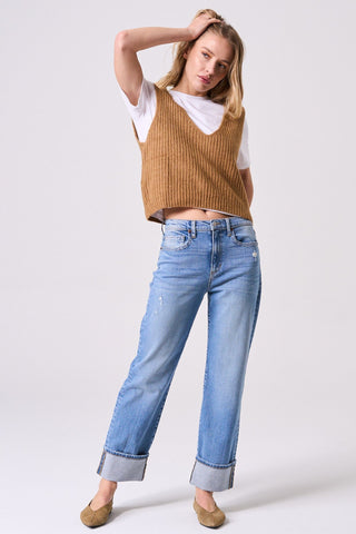 High Rise Cuffed Comfort Stretch Straight