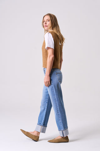 High Rise Cuffed Comfort Stretch Straight