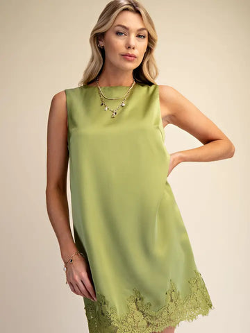 Round Neck Sleeveless Lace Dress