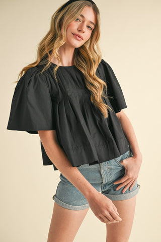 Vertical Pleated Detail Flowy Top