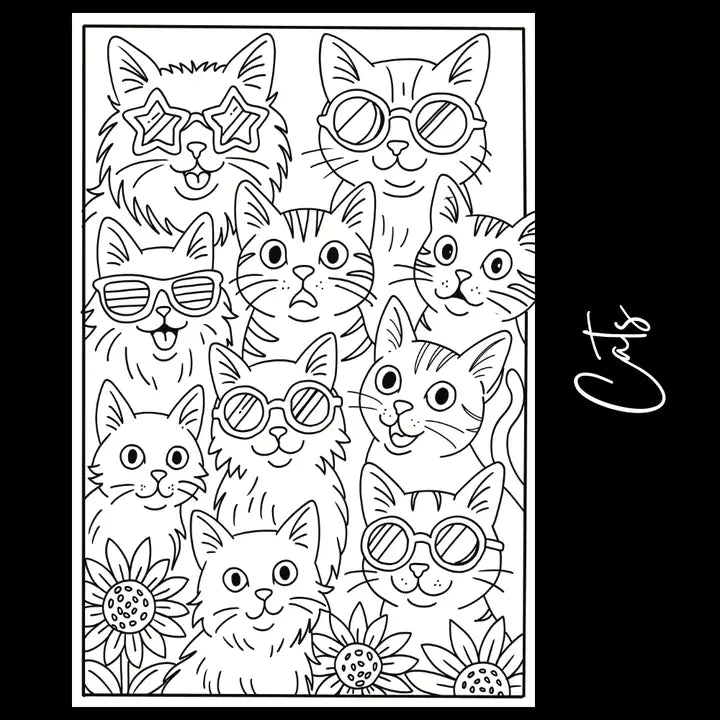 Tons of Hues | Cats Giant Coloring Page