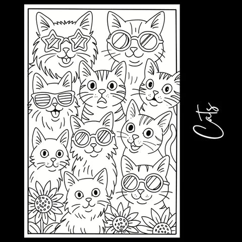 Tons of Hues | Cats Giant Coloring Page