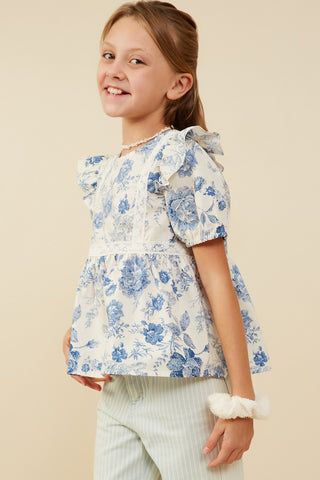 Hayden | Antique Floral Lace Trimmed Top