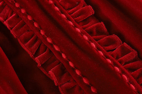 Red Velvet Ruffle Dress