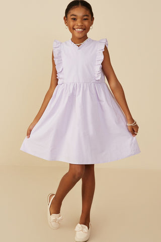 Hayden | Girls Ruffle V-Neck Sleeveless Poplin Dress
