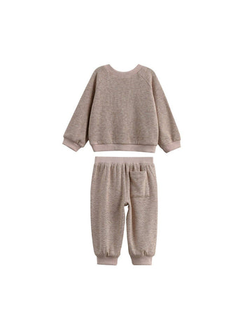 Levi Long Sleeve Solid Ribbed Sweatshirt and Jogger Set