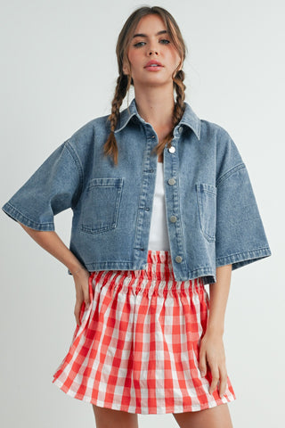 Button Front Cropped Jacket