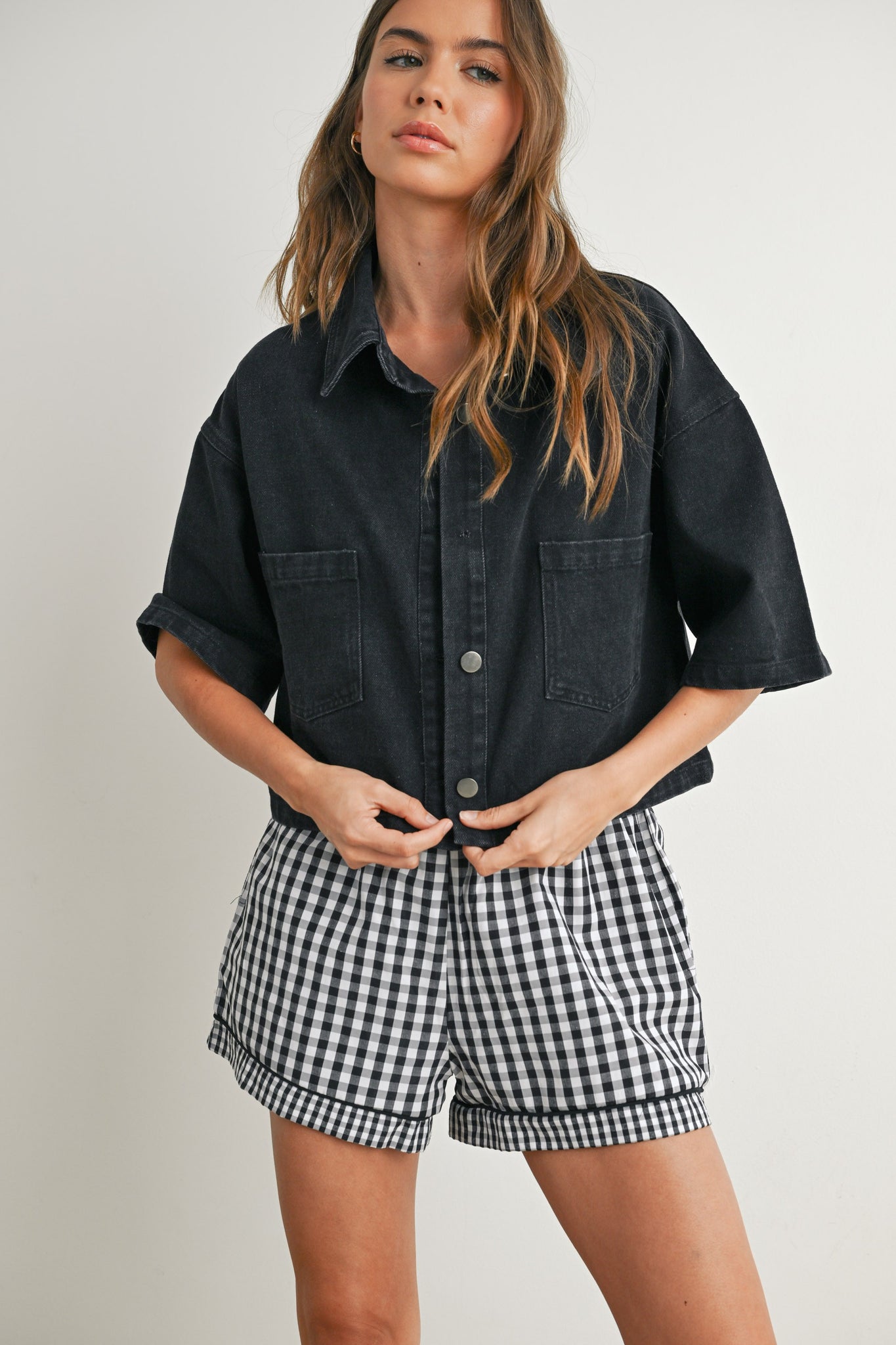 Button Front Cropped Jacket