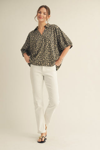 Drop Shoulder Leopard Top