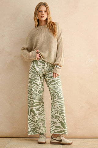 Matcha Zebra Print Stretch Pants