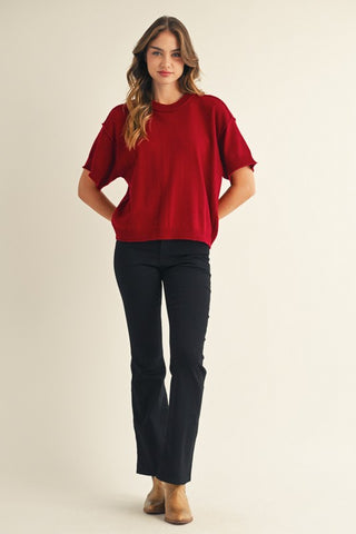 Raw Edge Comfy Sweater Top