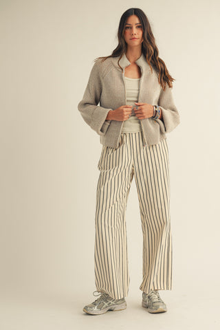 Relaxed zipper Knit Cardigan