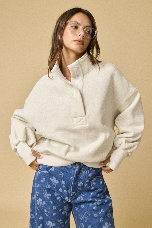 Papermoon | High Collar Half Button-Up Pullover