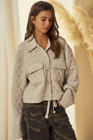 Quilted Collared Jacket W/ Pockets
