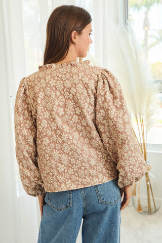 Jacquard Luxe Floral Pattern Balloon Top