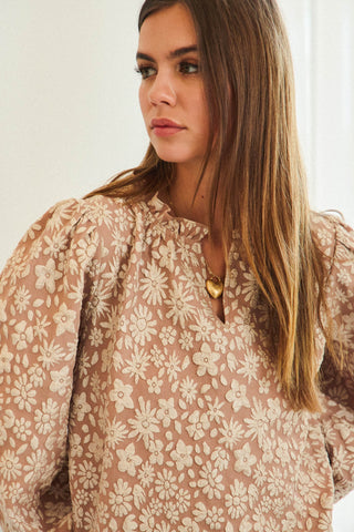 Jacquard Luxe Floral Pattern Balloon Top
