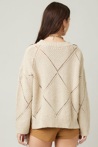 Braided Tassel Knit Sweater