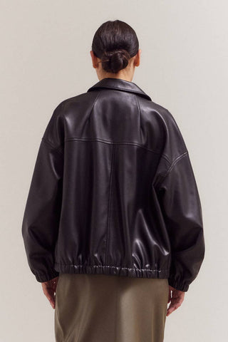Vegan Leather Bomber Jacket