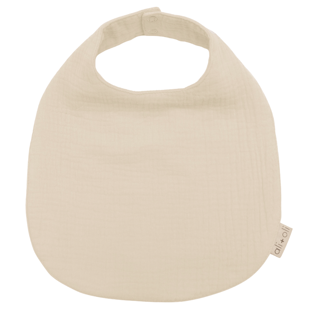 Muslin Cotton Snap Baby Bib (Beige)