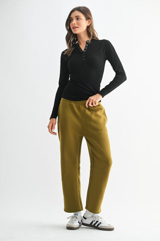 Essential Long Sleeve Ribbed Henley Top