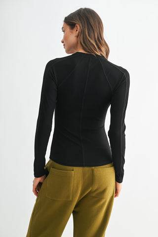 Essential Long Sleeve Ribbed Henley Top