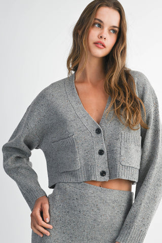 Relaxed Fit Knit Cardigan & Midi Skirt Set