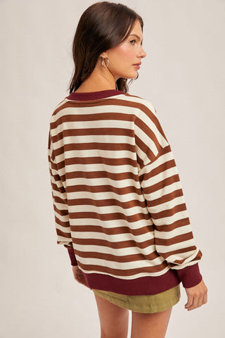 Color Oversized Striped Sweatshirt