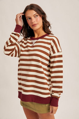 Color Oversized Striped Sweatshirt