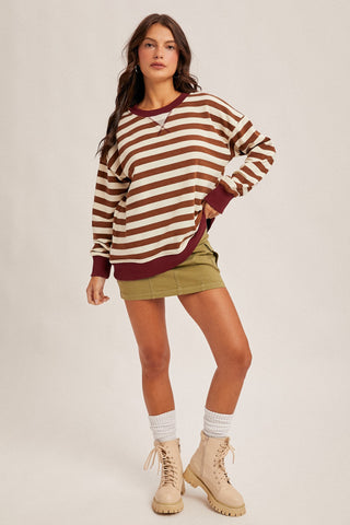 Color Oversized Striped Sweatshirt