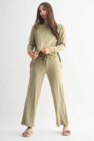 Brushed Lounge Back Pleat Long Sleeve