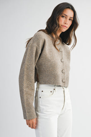 Round Neck Long Sleeve Cardigan