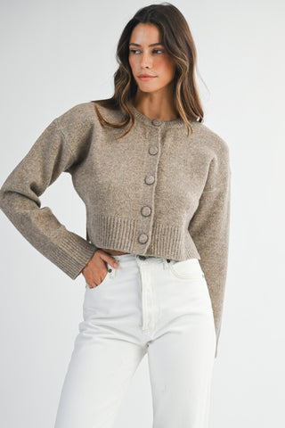 Round Neck Long Sleeve Cardigan