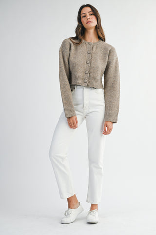 Round Neck Long Sleeve Cardigan