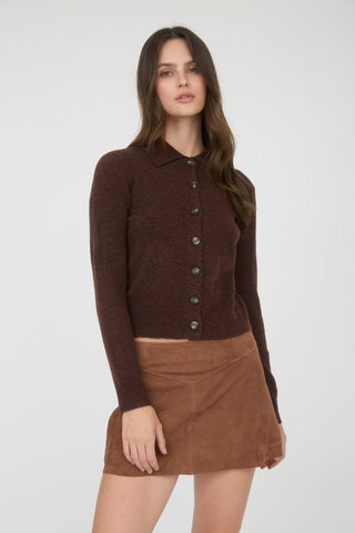 Collared Button-Down Long Sleeve Cardigan