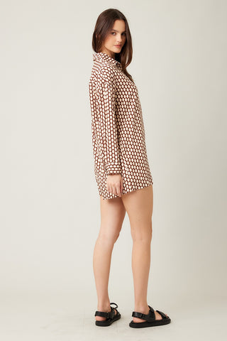Printed Button Down Romper
