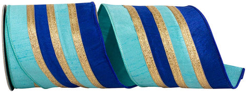Stripe Trimming Overlay Dupioni Deluxe Wired Edge, Blue