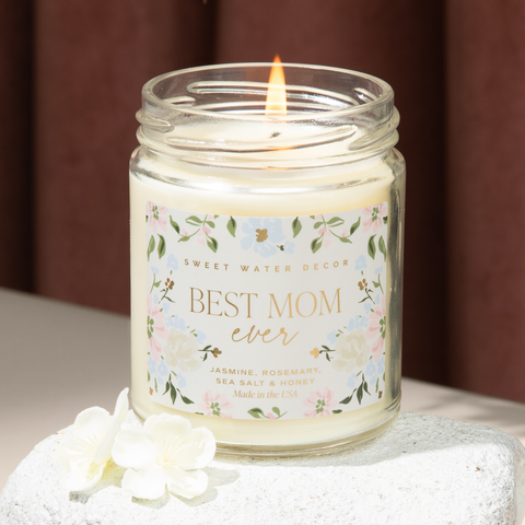 Best Mom Ever Floral Soy Candle