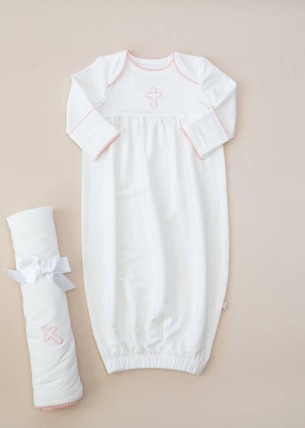 Pink Cross (Easter/Baptism/Christian) Embroidered Gown