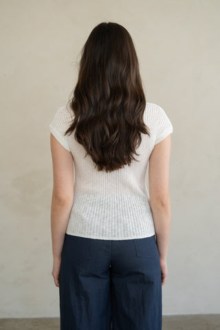 Elle Grey | Ribbed Collared Knit Top