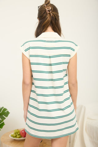 Striped Collar Shirt Dress
